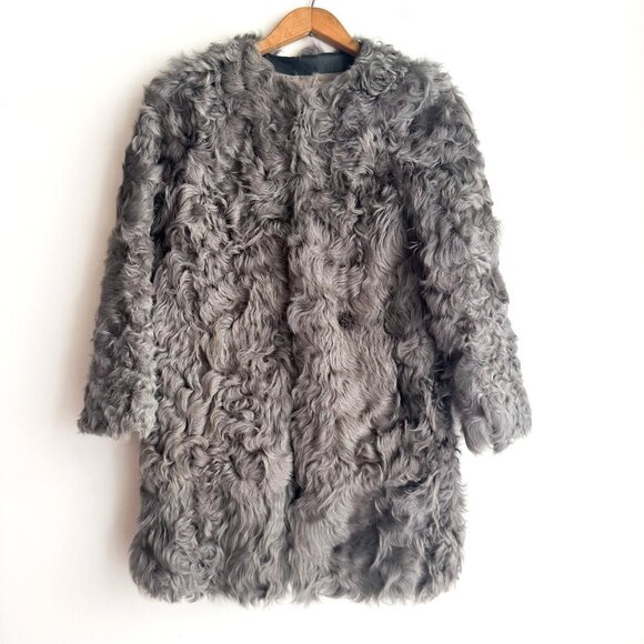 Vintage Gray Mongolian Curly Lamb Short Jacket S - Picture 1 of 7